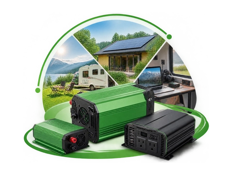 AI-generated image: single-phase hybrid storage inverter with a green LCD control panel